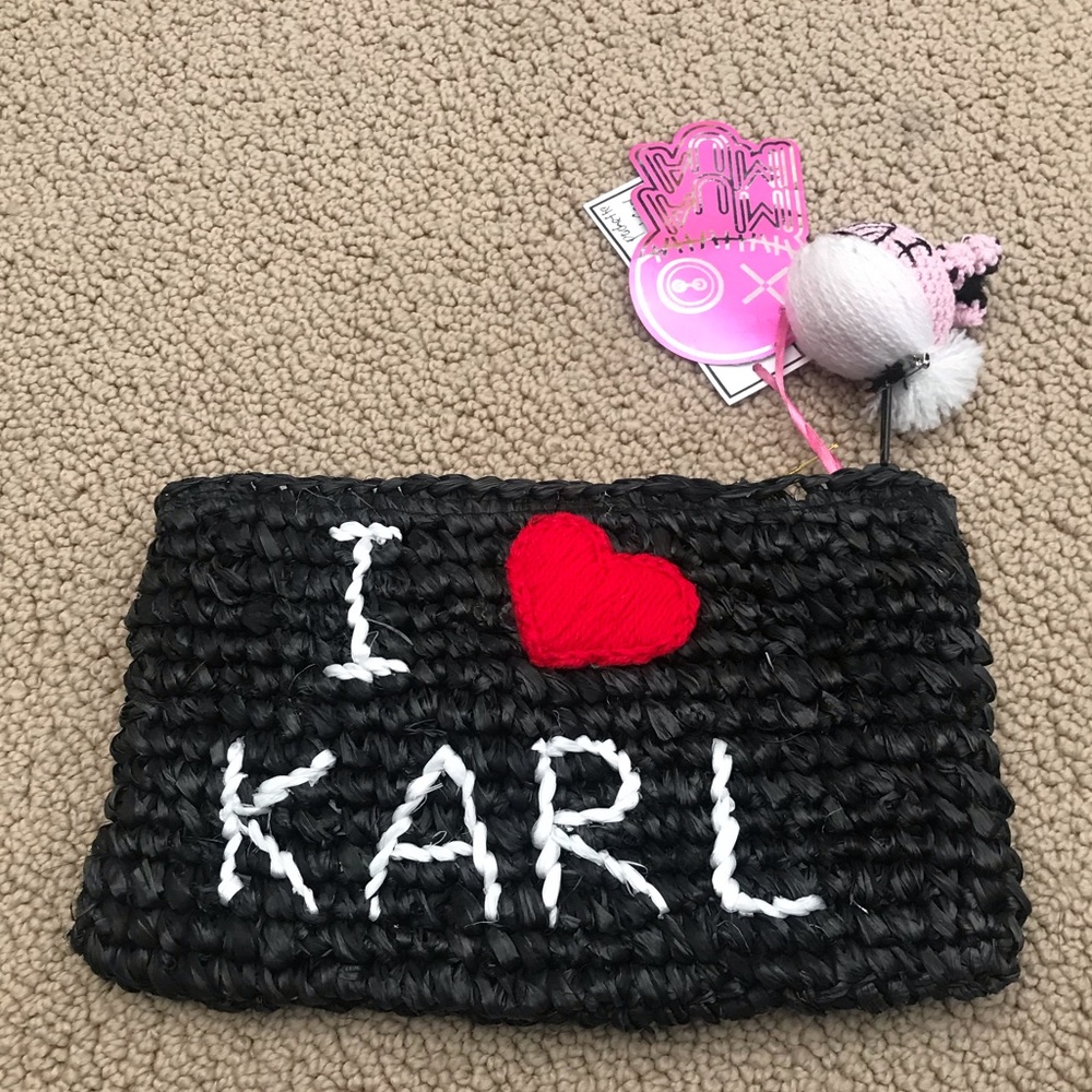 House of Mua Mua I love Karl Lagerfeld Straw Clutch Mua Mua Bag